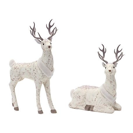 Melrose International Plush Holiday Deer Decor (Set of 2)