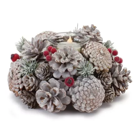 Melrose International Frosted Pine Cone Votive Candle Holder (Set of 6) Christmas Kitchen & Tabletop Decor