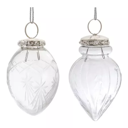 Melrose International Etched Glass Teardrop Ornament (Set of 6) Christmas Ornaments & Tree Toppers