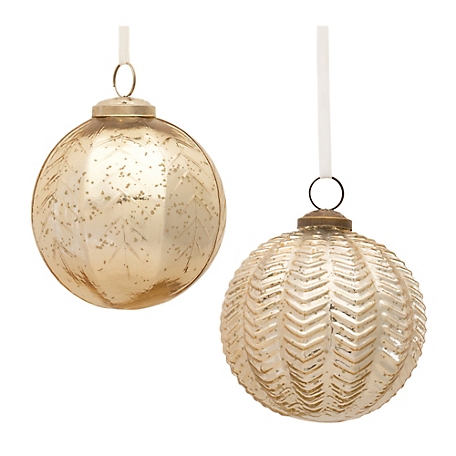 Melrose International Ribbed Mercury Glass Ball Ornament (Set of 6)