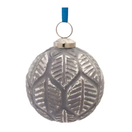 Melrose International Etched Leaf Glass Ball Ornament (Set of 6) Christmas Ornaments & Tree Toppers