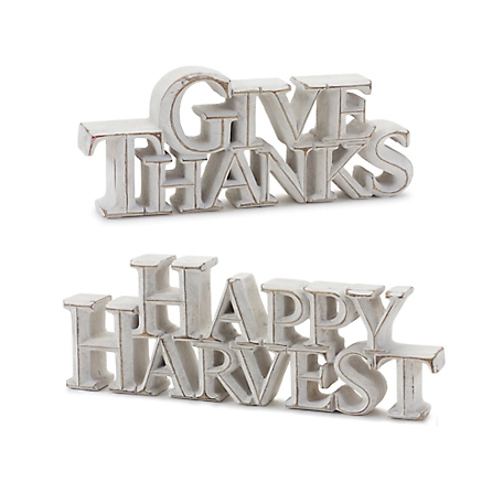 Melrose International Happy Harvest and Give Thanks Tabletop Sign (Set of 2)