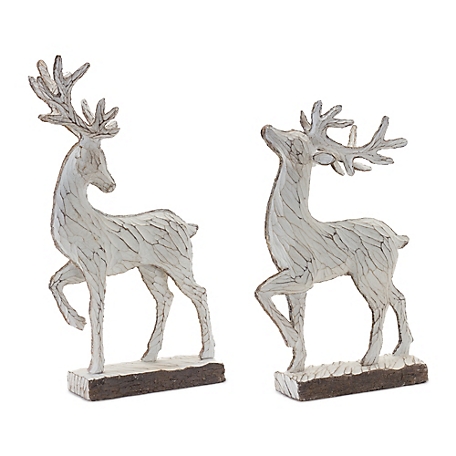Melrose International Carved Deer Decor (Set of 2)