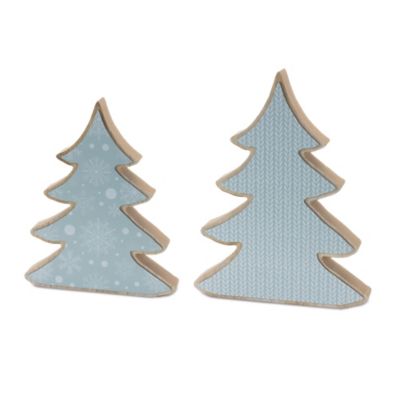 Melrose International Wood Pine Tree Decor (Set of 2)