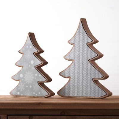 Image showing  Wood Pine Tree Decor (Set of 2)