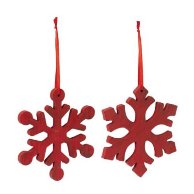 Melrose International Fir Wood Snowflake Ornament (Set of 12)
