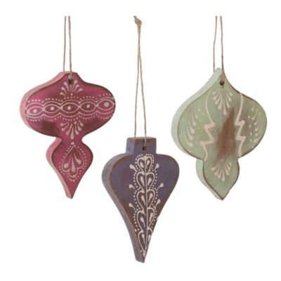 Melrose International Wood Finial Ornament (Set of 6)