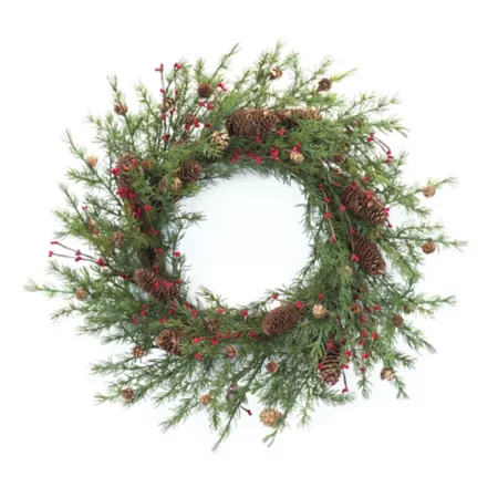 Melrose International Pine Cone Berry Wreath 26" D Artificial Christmas Wreaths