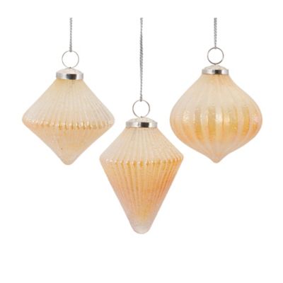 Melrose International Ribbed Glass Ornament (Set of 6)