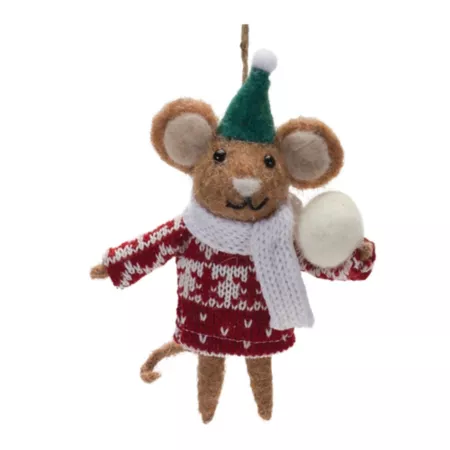 Wool Mouse Ornament with Sweater Melrose International (Set of 12) Christmas Ornaments & Tree Toppers