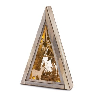 Melrose International Cut Out Wood Nativity Scene with LED Lights 12 in. H