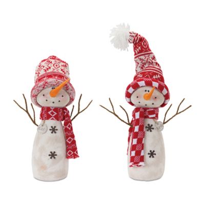 Melrose International Snowman Decor with Hat and Scarf (Set of 2)