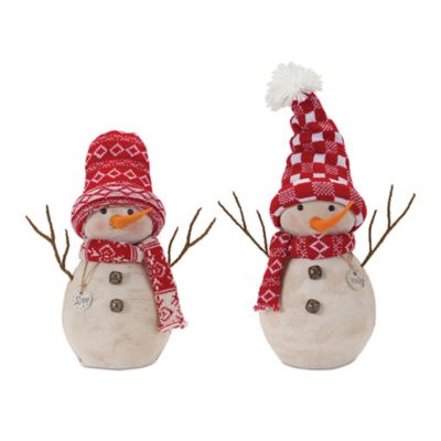 Melrose InternationalSnowman Decor with Hat and Scarf (Set of 2)