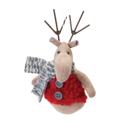 Image showing  Plush Deer with Sweater Ornament (Set of 12)
