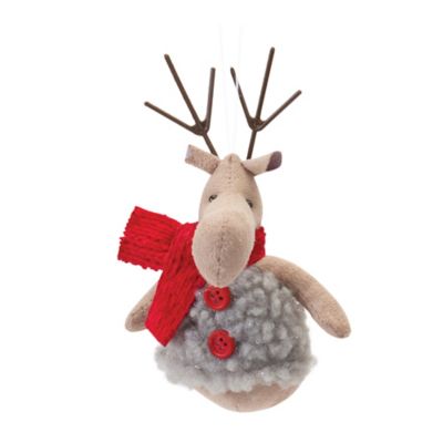 Image showing  Plush Deer with Sweater Ornament (Set of 12)