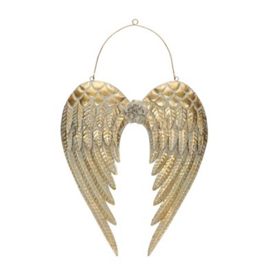 Melrose International Brushed Metal Angel Wings Ornament 30 in. H
