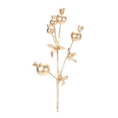 Melrose International Berry Twig Spray (Set of 6), gold