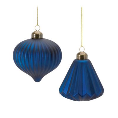 Melrose International Ribbed Glass Ornament (Set of 12)