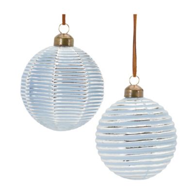 Melrose International Ribbed Glass Ornament (Set of 12)