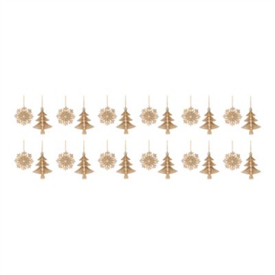 Image showing  Glittered Pine Tree and Snowflake Ornament (Set of 12)