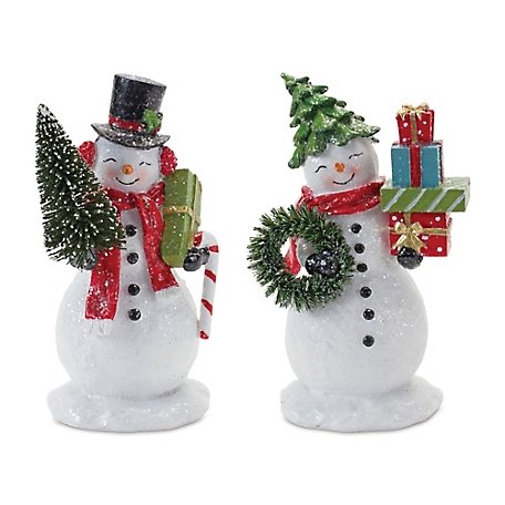 Melrose International Snowman Couple Figurine (Set of 2)
