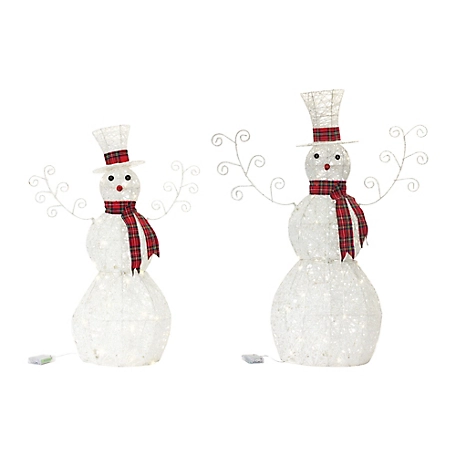 Melrose International LED Lighted Snowman Decor (Set of 2)