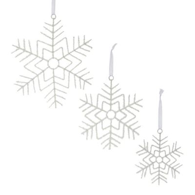 Melrose International Glittered Wire Snowflake Ornament (Set of 12