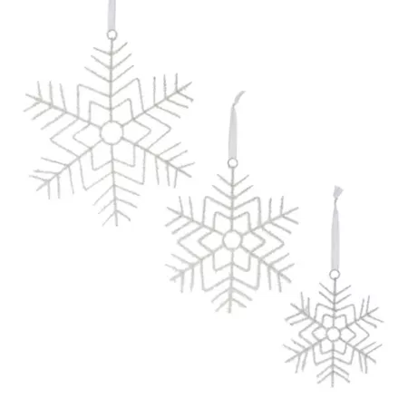 Melrose InternationalGlittery Wire Snowflake Ornament (Set of 12) Christmas Ornaments & Tree Toppers