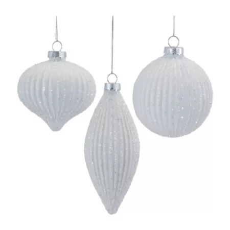 Melrose InternationalGlitter Ribbed Glass Ornament (Set of 12) Christmas Ornaments & Tree Toppers