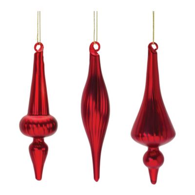 Melrose International Stripe Patterened Glass Ball Ornament (Set of 6)