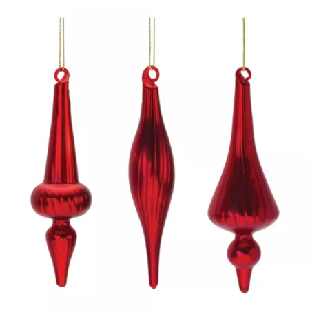 Melrose International Ribbed Glass Finial Ornament (Set of 12) Christmas Ornaments & Tree Toppers