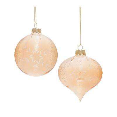 Melrose International Snowflake Etched Glass Ornament (Set of 12)