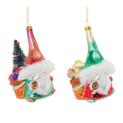 Melrose International Glass Santa Gnome Ornament (Set of 6)