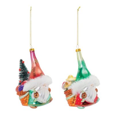 Image showing  Glass Santa Gnome Ornament (Set of 6)