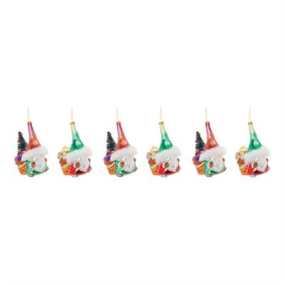 Image showing  Glass Santa Gnome Ornament (Set of 6)