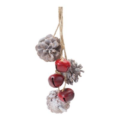 Melrose International Bell and Pine Cone Drop Ornament (Set of 6)