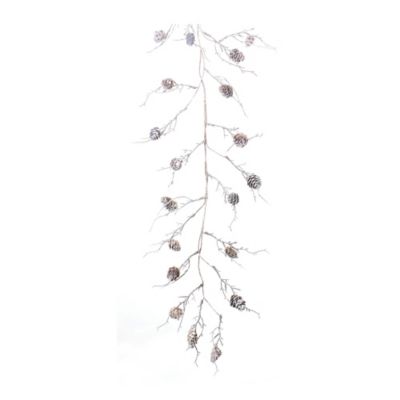 Melrose International Flocked Pinecone Twig Garland (Set of 2)