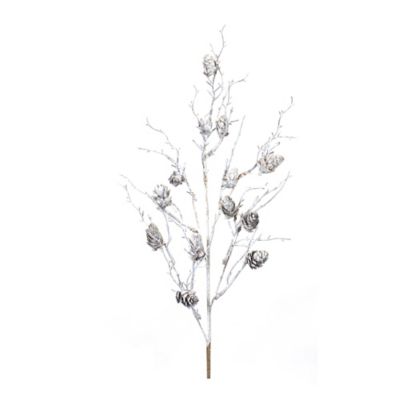 Melrose International Glittered Silver Pinecone Spray (Set of 6) main image 1