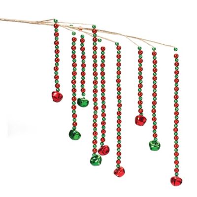 Melrose International Hanging Sleigh Bell Branch (Set of 2)