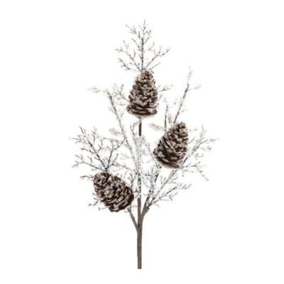 Melrose International Iced Pinecone Twig Branch (Set of 2)