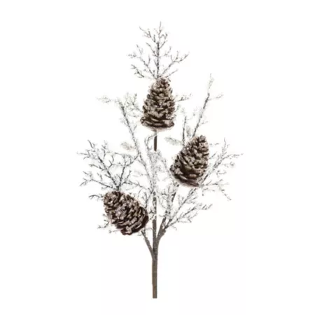 Melrose International Glazed Pine Cone Twig Branch (Set of 2) Artificial Christmas Plants