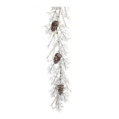 Melrose International Iced Twig Garland with Pinecones 5 ft. L
