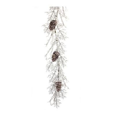 Melrose International Iced Twig Garland with Pinecones 5'L