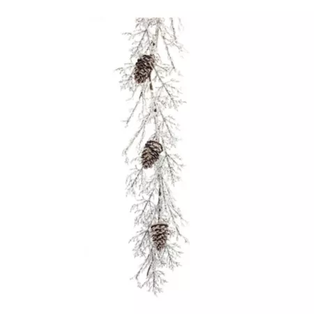 Melrose International Glazed Twig Garland with Pine Cones 5'L Artificial Christmas Garlands