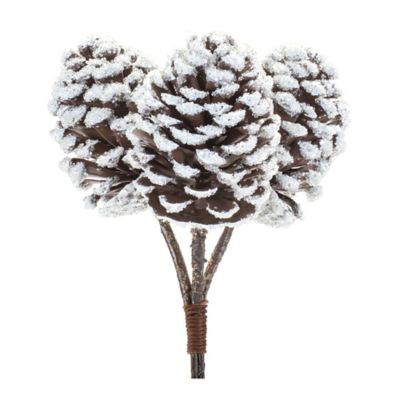 Melrose International Flocked Pine Cone Bundle (Set of 6)