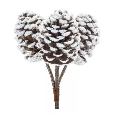 Melrose International Flocked Pinecone Pack (Set of 6) Artificial Christmas Plants