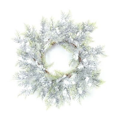 Melrose International Flocked Cedar Wreath 15 in. D