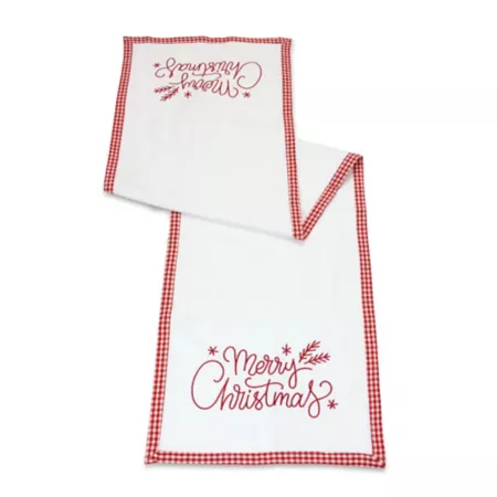 Melrose International Merry Christmas Embroidered Table Runner 59" L Christmas Kitchen & Tabletop Decor