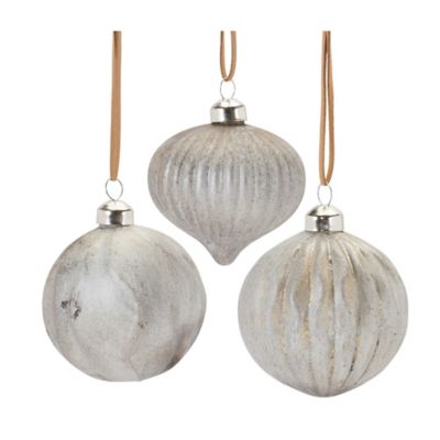 Melrose International Stripe Patterened Glass Ball Ornament (Set of 6) main image 0