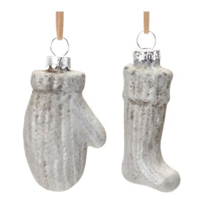 Melrose International Glass Mitten and Stocking Ornament (Set of 12)